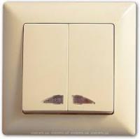 Выкл. 2-клавишный с подсветкой крем