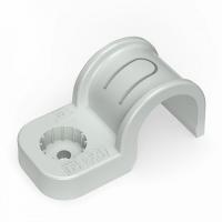 Крепеж-скоба пластиковая односторонняя для прямого монтажа атмосферостойкая серая в п/э d20 мм Промр