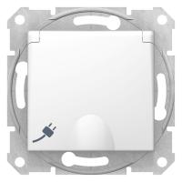 SEDNA Бел Розетка с/з, со шторками, с крышкой, 16А, 250В