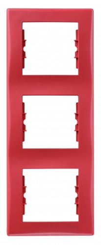SEDNA Красный Рамка 3-постовая, вертикальная