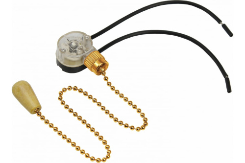 Выключатель для настенного светильника с проводом и дерев. ноконечником, gold REXANT