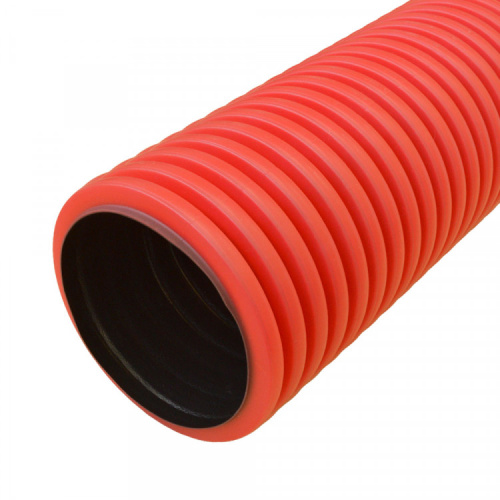 Труба гофрированная двустенная ПЭ гибкая тип 450 (SN16) с/з красная д75 (50м/уп) Промрукав