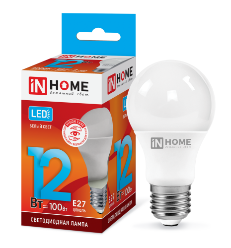 Лампа светодиодная LED-A60-VC 12Вт 230В Е27 4000К 1140Лм IN HOME